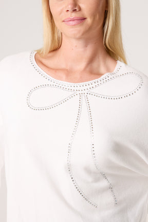 Sequin Bow Collar Fine Knit Jumper