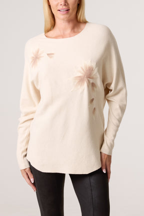 Soft Floral Embellished Jumper