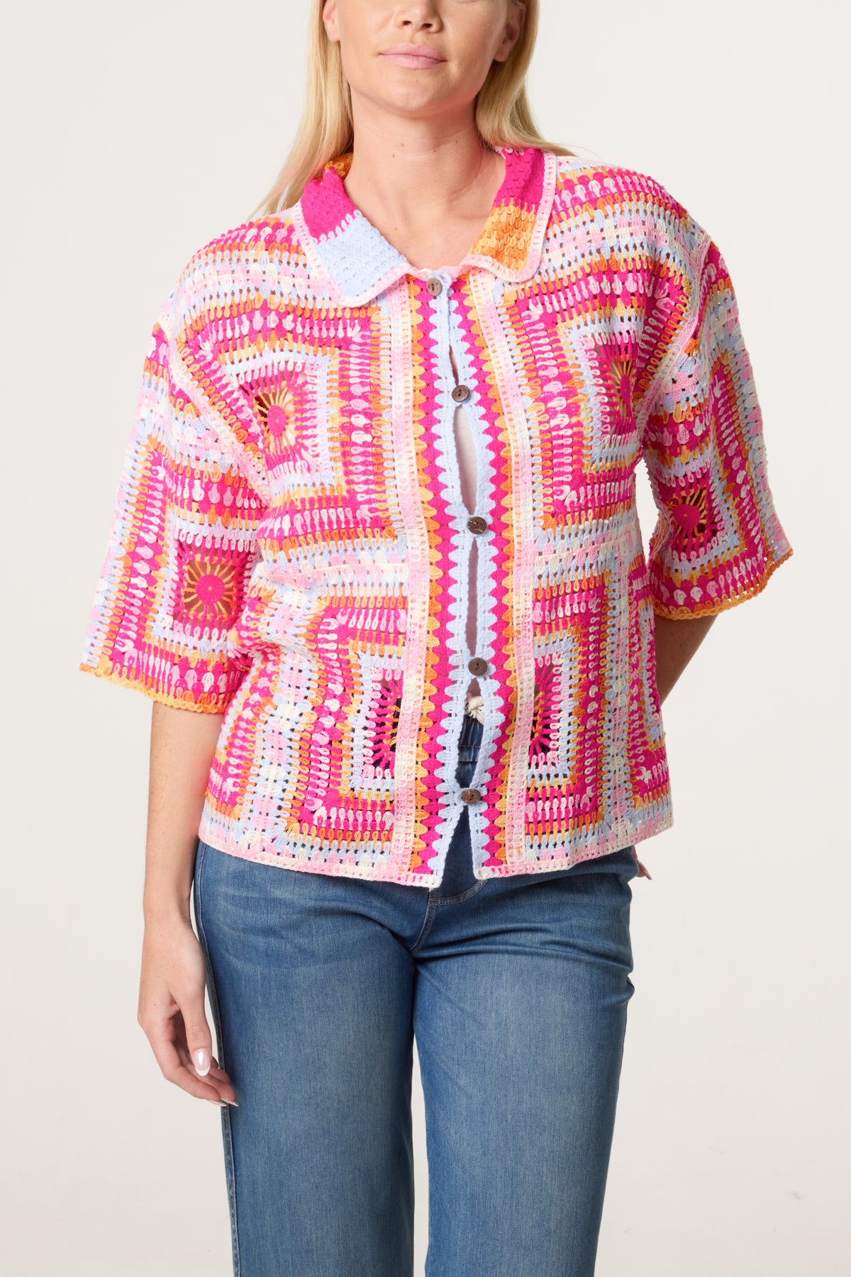 Patchwork Crochet Boxy Shirt