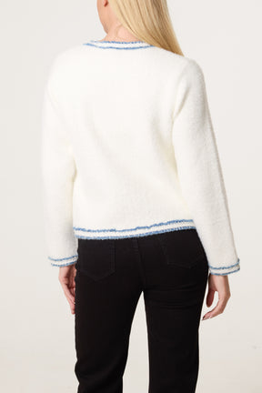 Denim Sparkle Hem Knit Cardigan