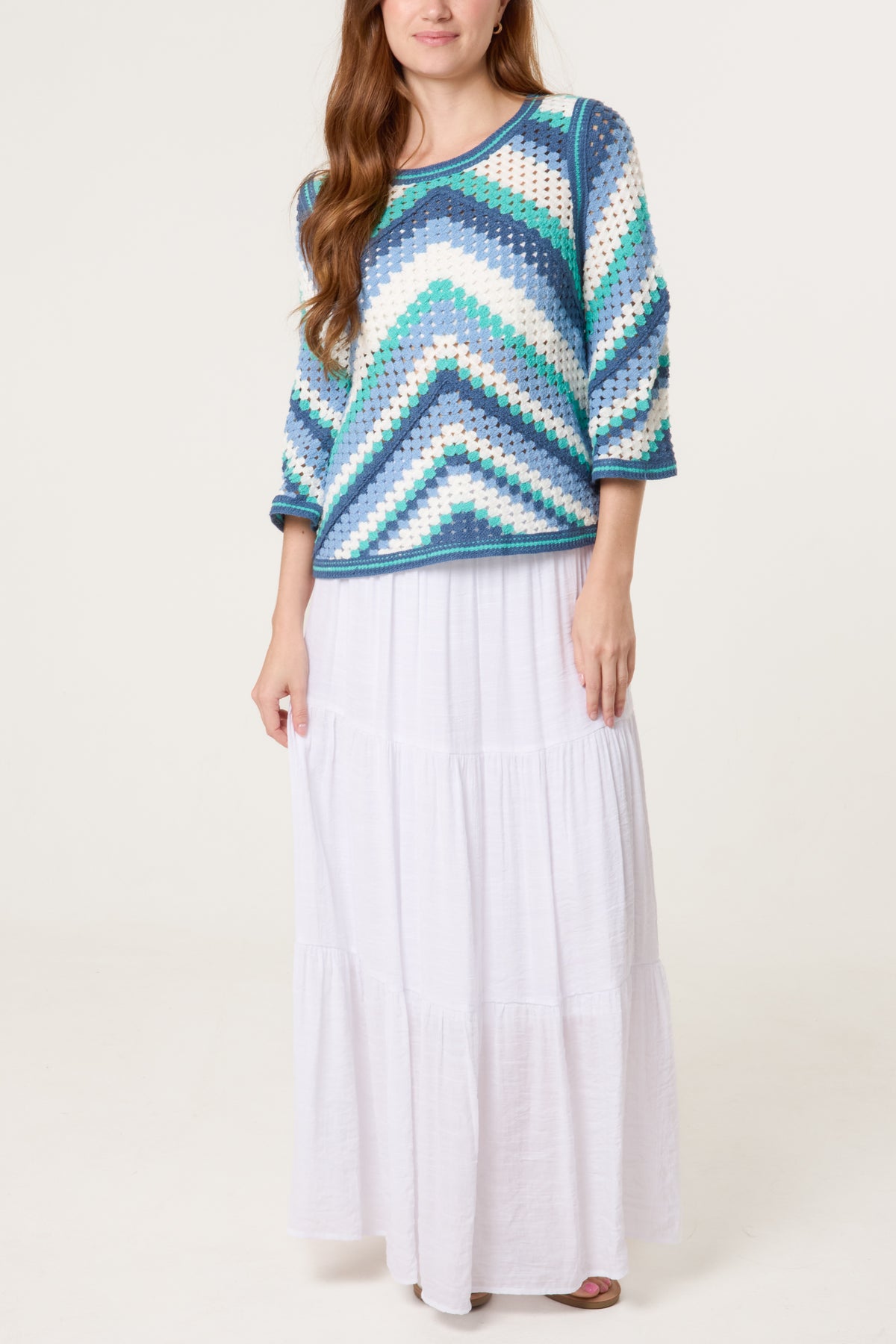 Chevron Crochet Wide Sleeve Top