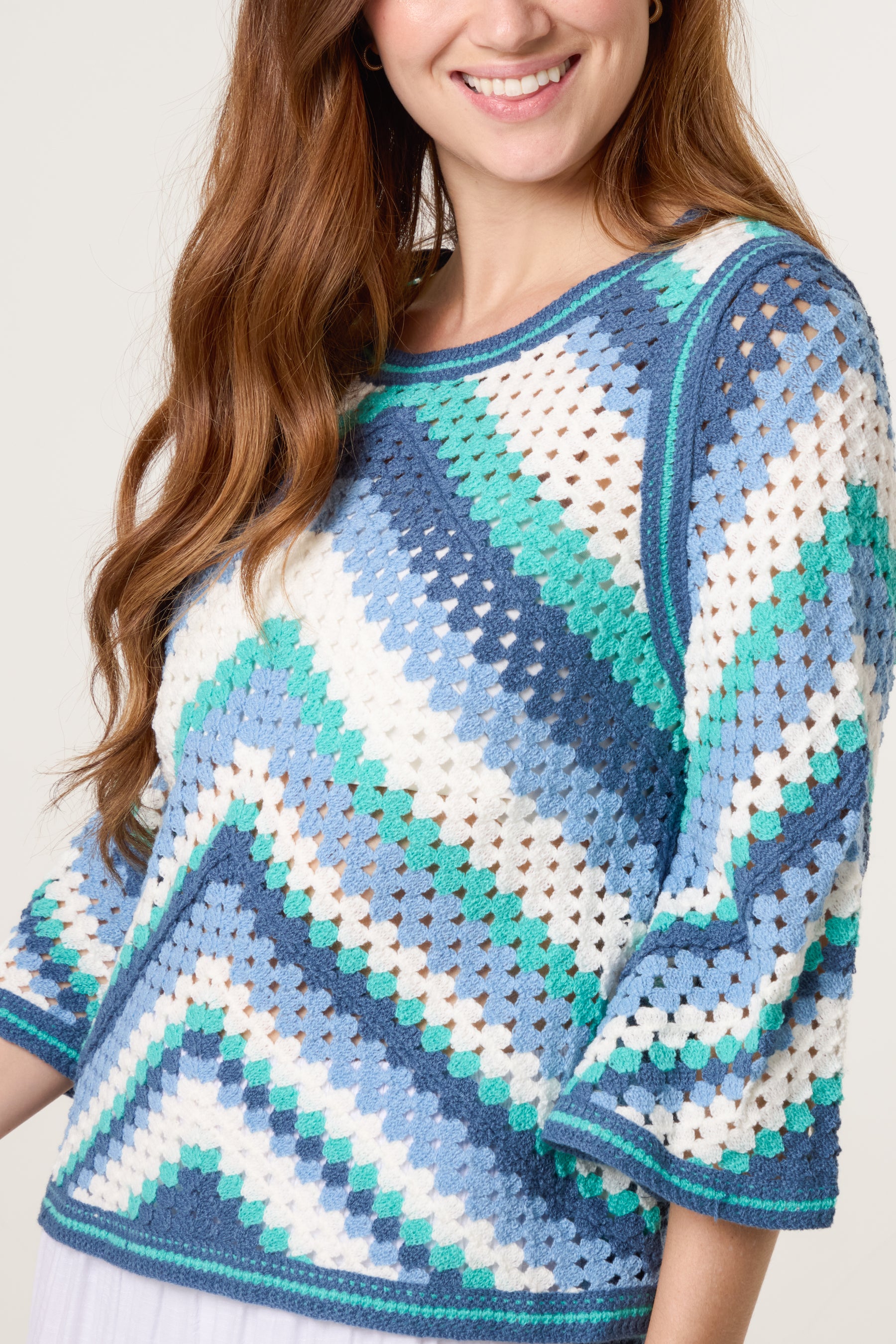 Chevron Crochet Wide Sleeve Top