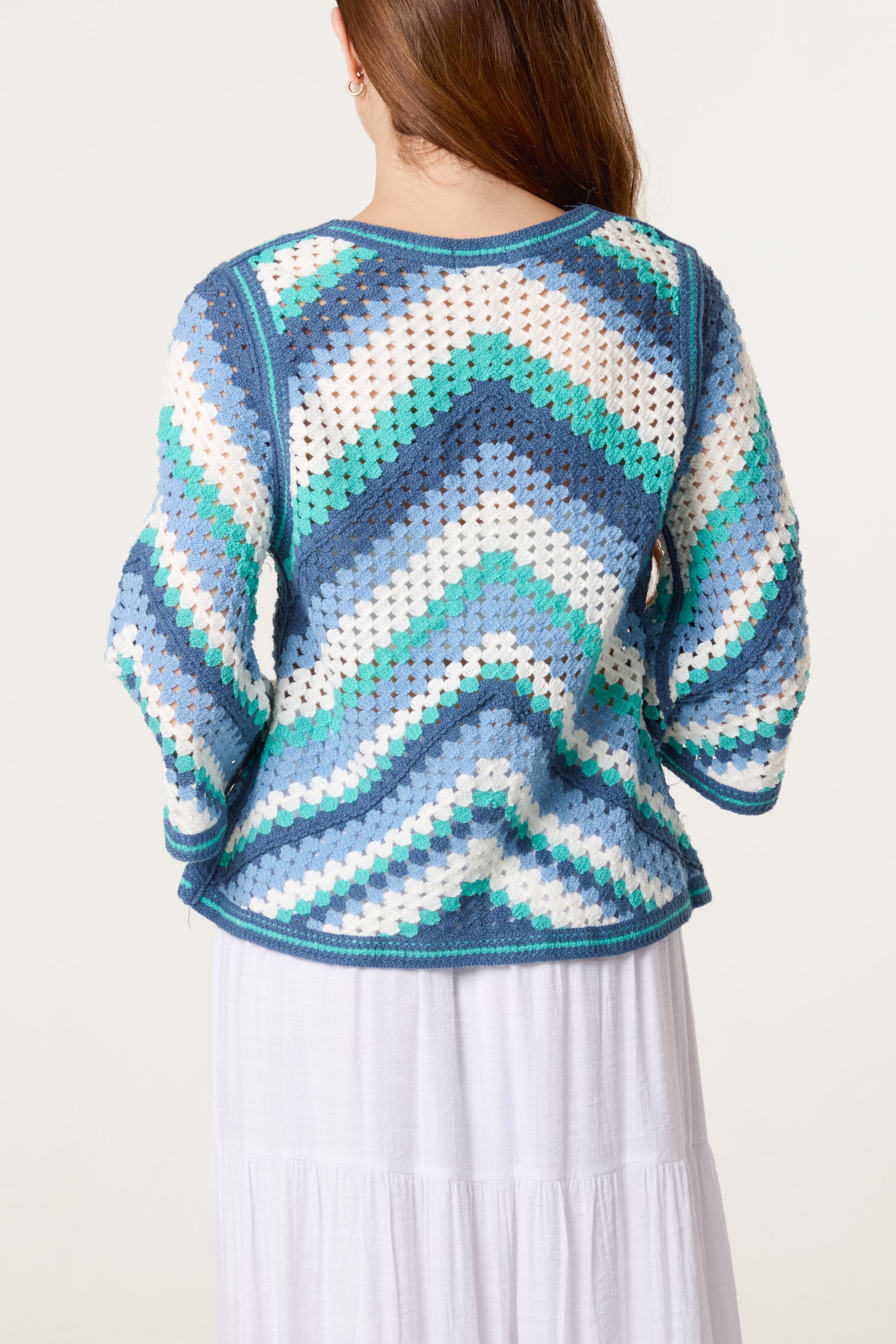Chevron Crochet Wide Sleeve Top