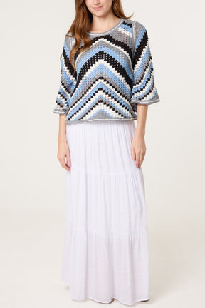 Chevron Crochet Wide Sleeve Top