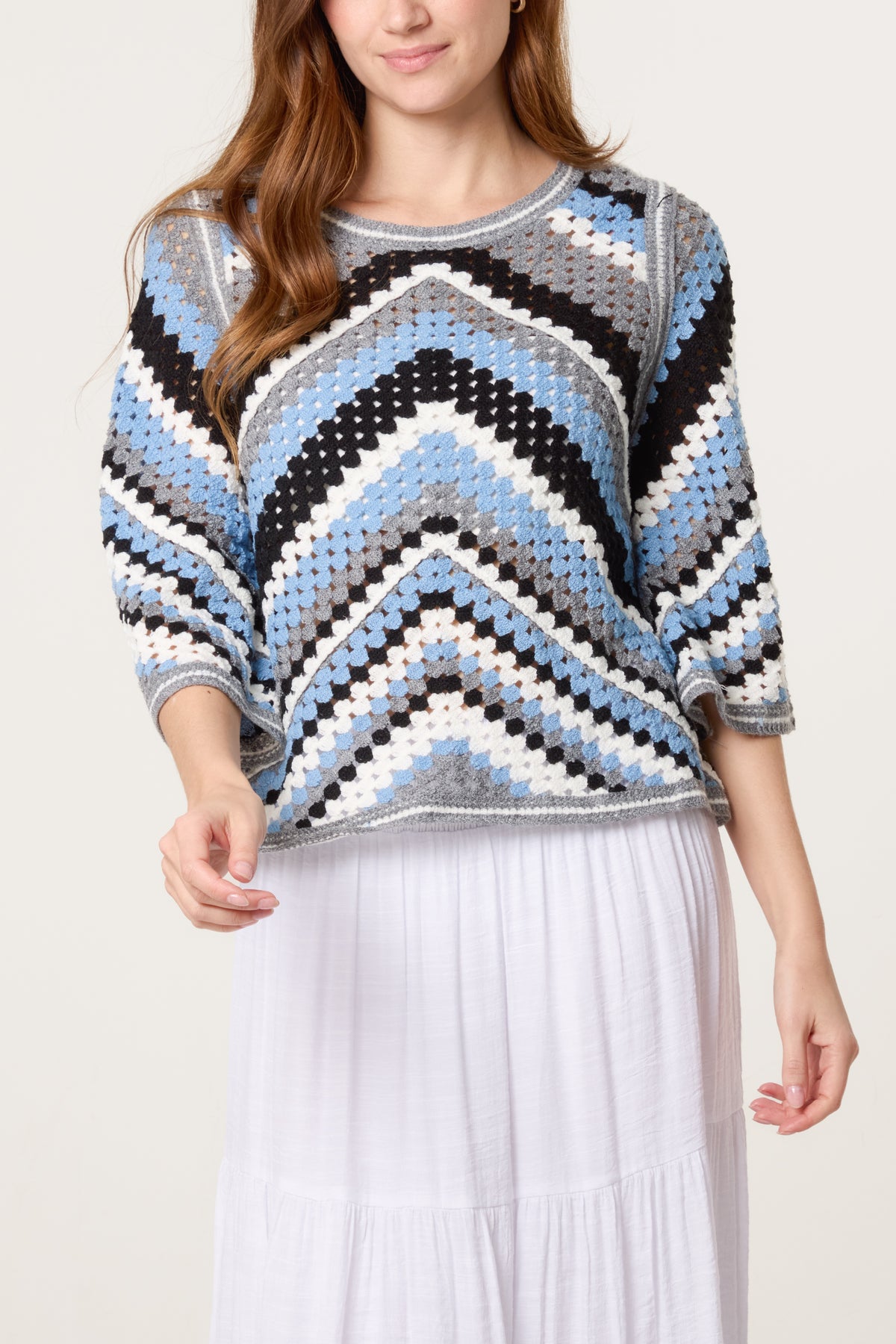 Chevron Crochet Wide Sleeve Top