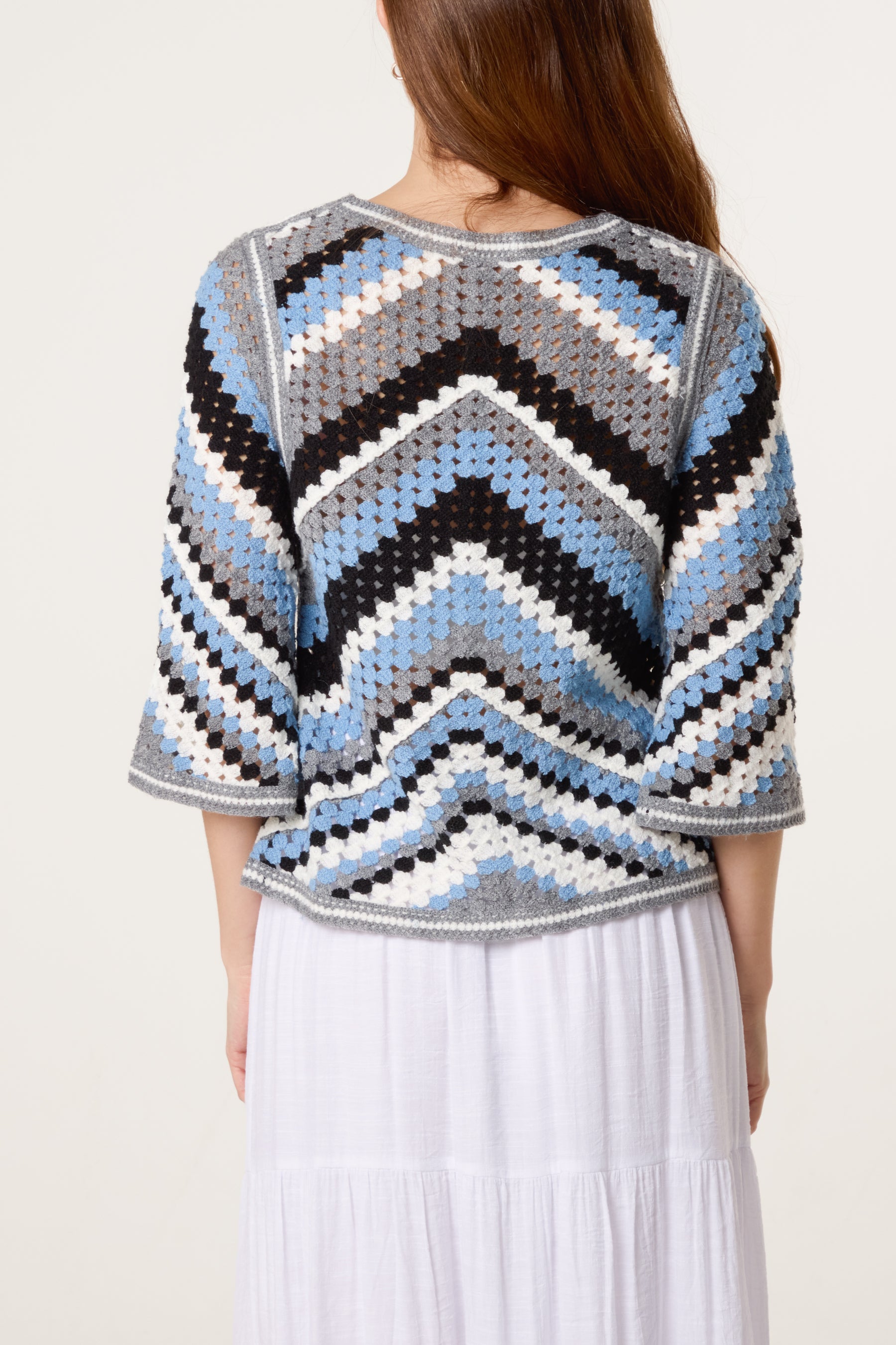 Chevron Crochet Wide Sleeve Top