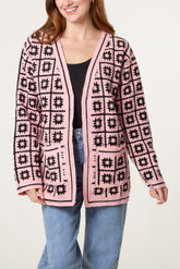 Squares & Floral Crochet Cardigan