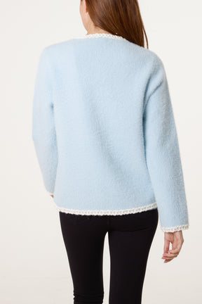 Robe Detail & Pearl Button Knit Cardigan