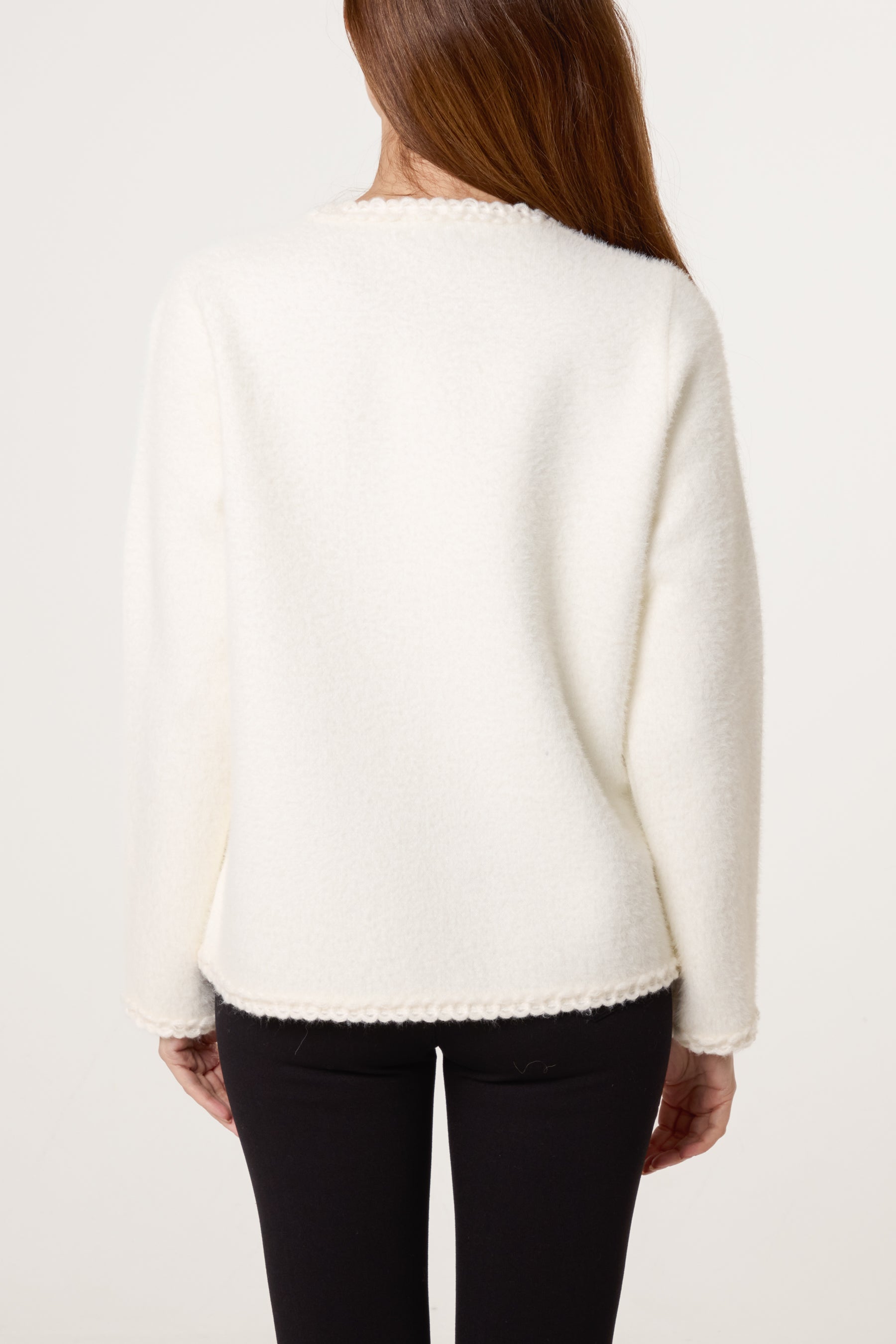 Robe Detail & Pearl Button Knit Cardigan