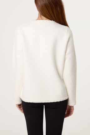 Robe Detail & Pearl Button Knit Cardigan