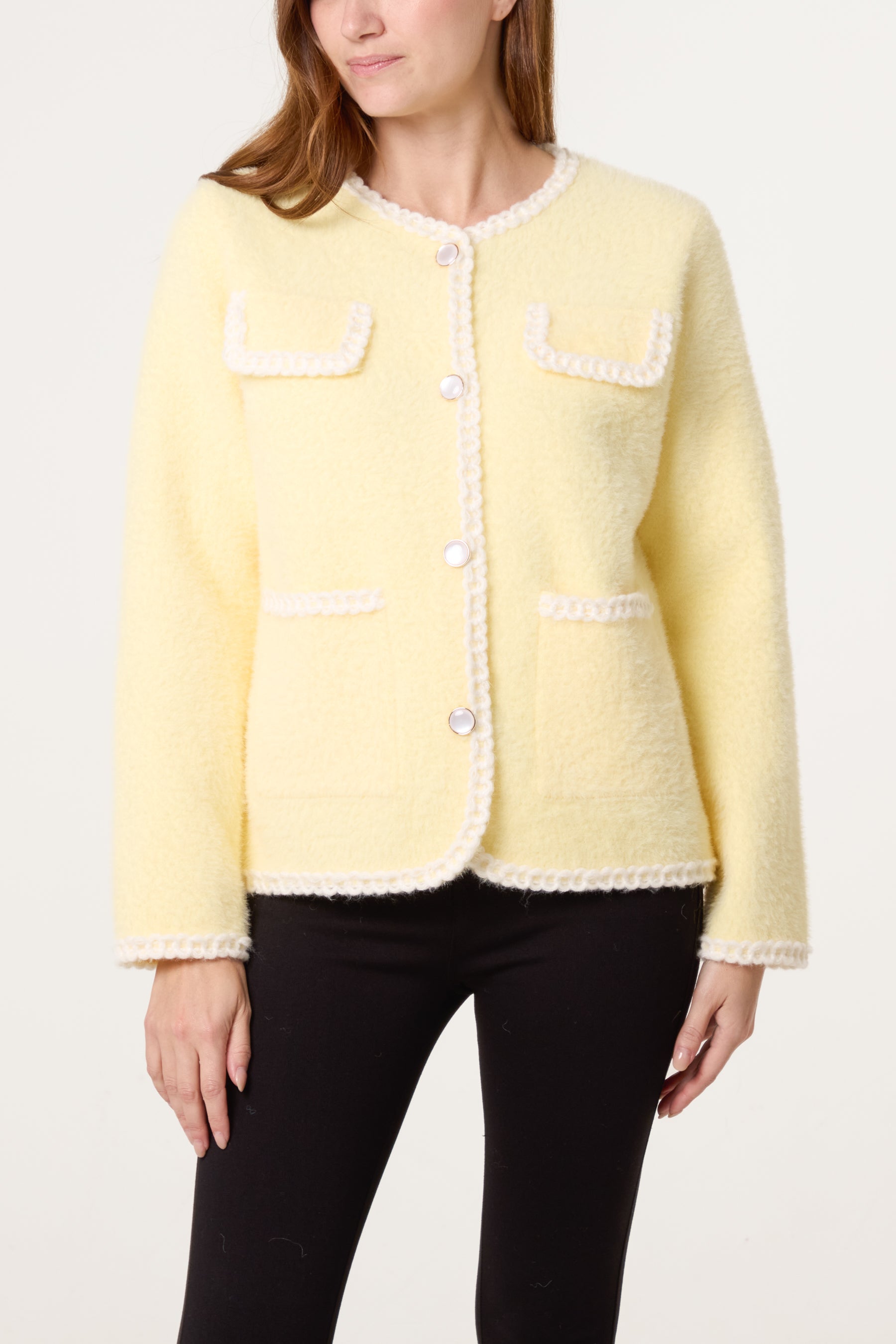 Robe Detail & Pearl Button Knit Cardigan