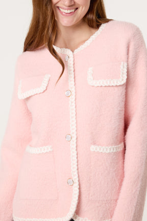 Robe Detail & Pearl Button Knit Cardigan