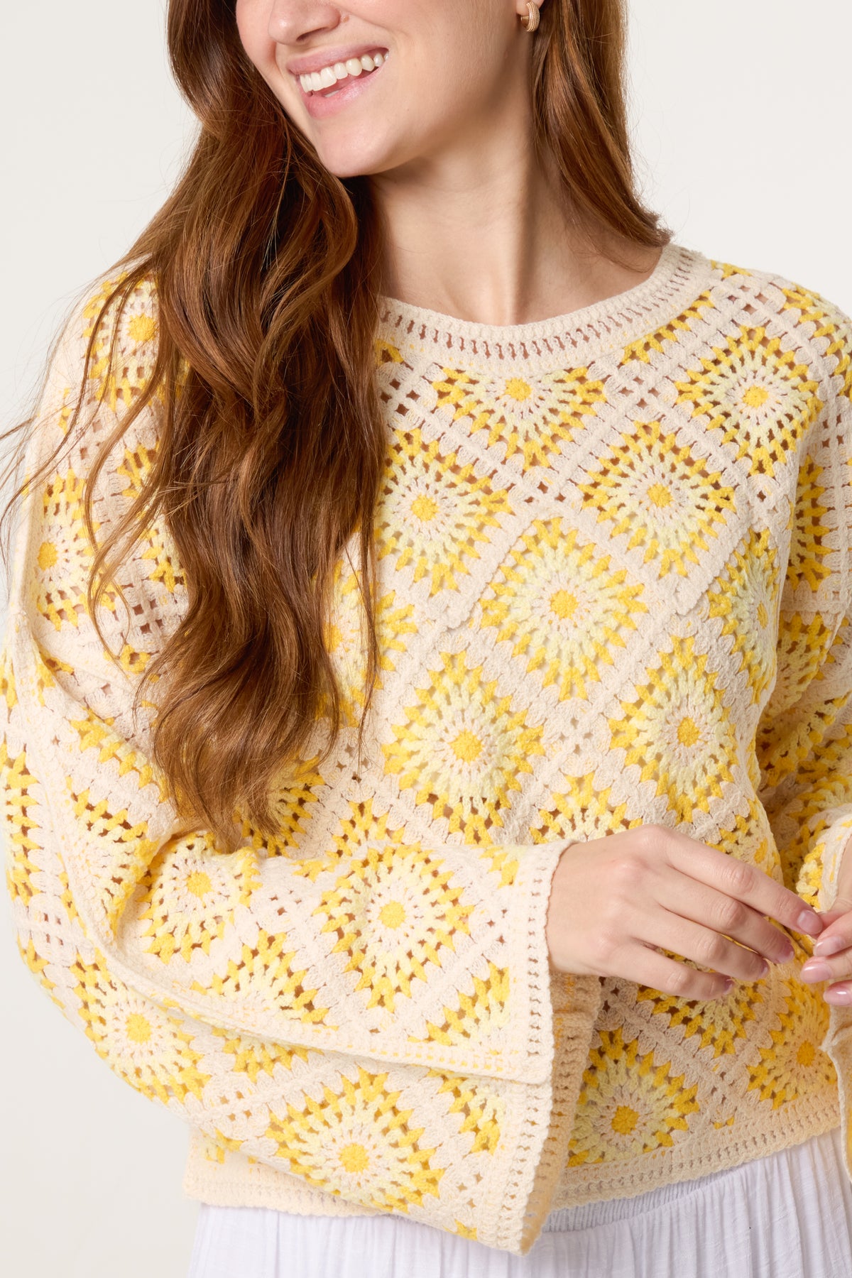 Diamond-Shaped Crochet Jumper