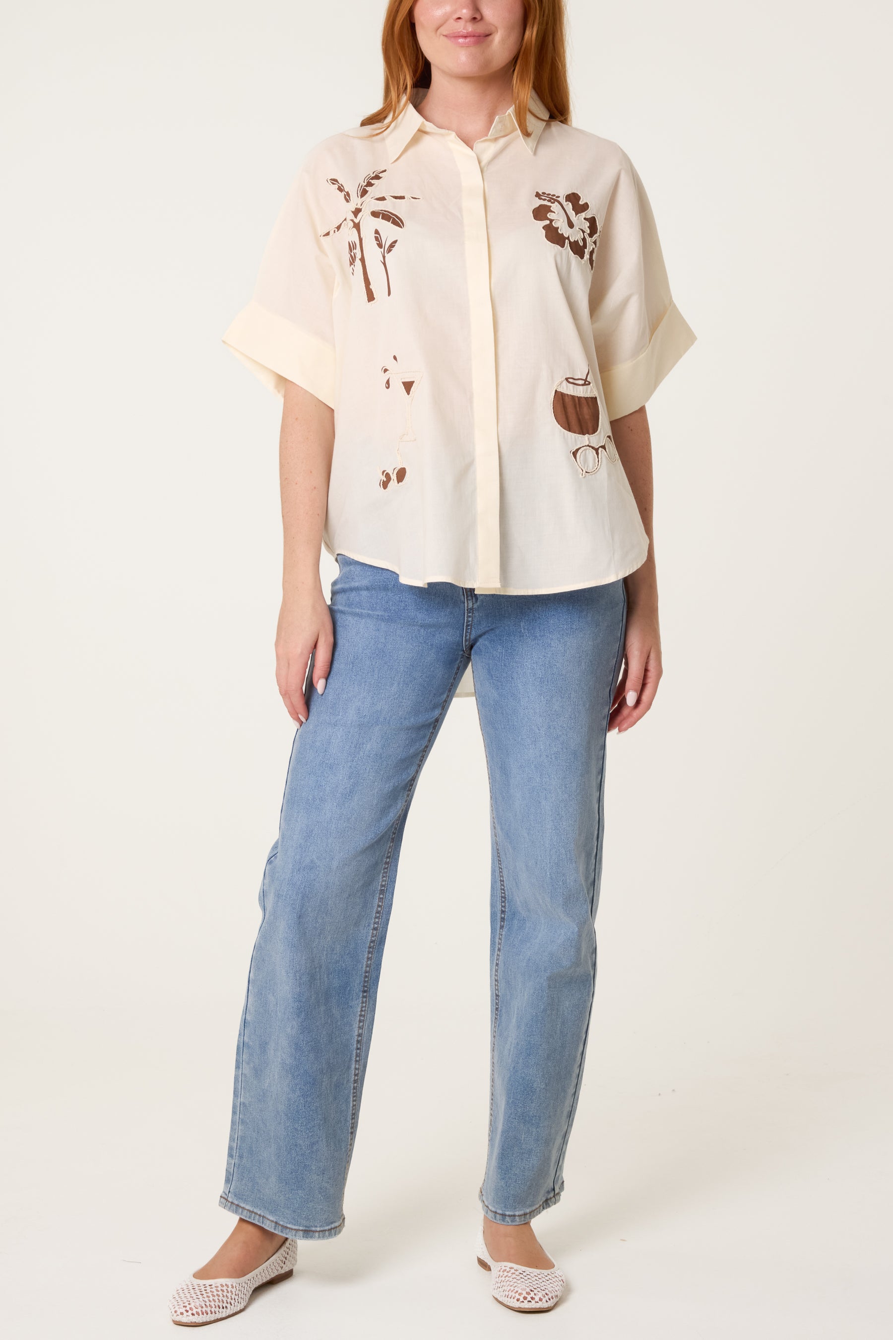 Holiday Embroidery Front and Back Oversized Shirt