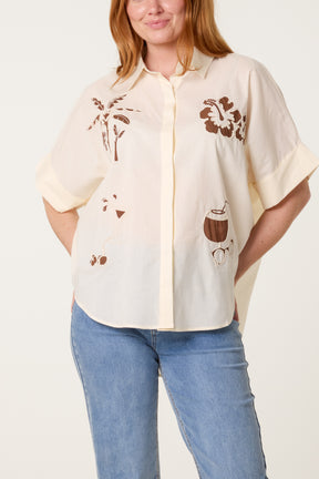 Holiday Embroidery Front and Back Oversized Shirt