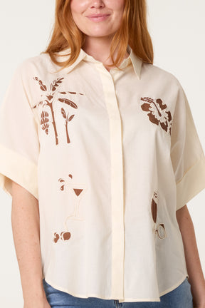Holiday Embroidery Front and Back Oversized Shirt