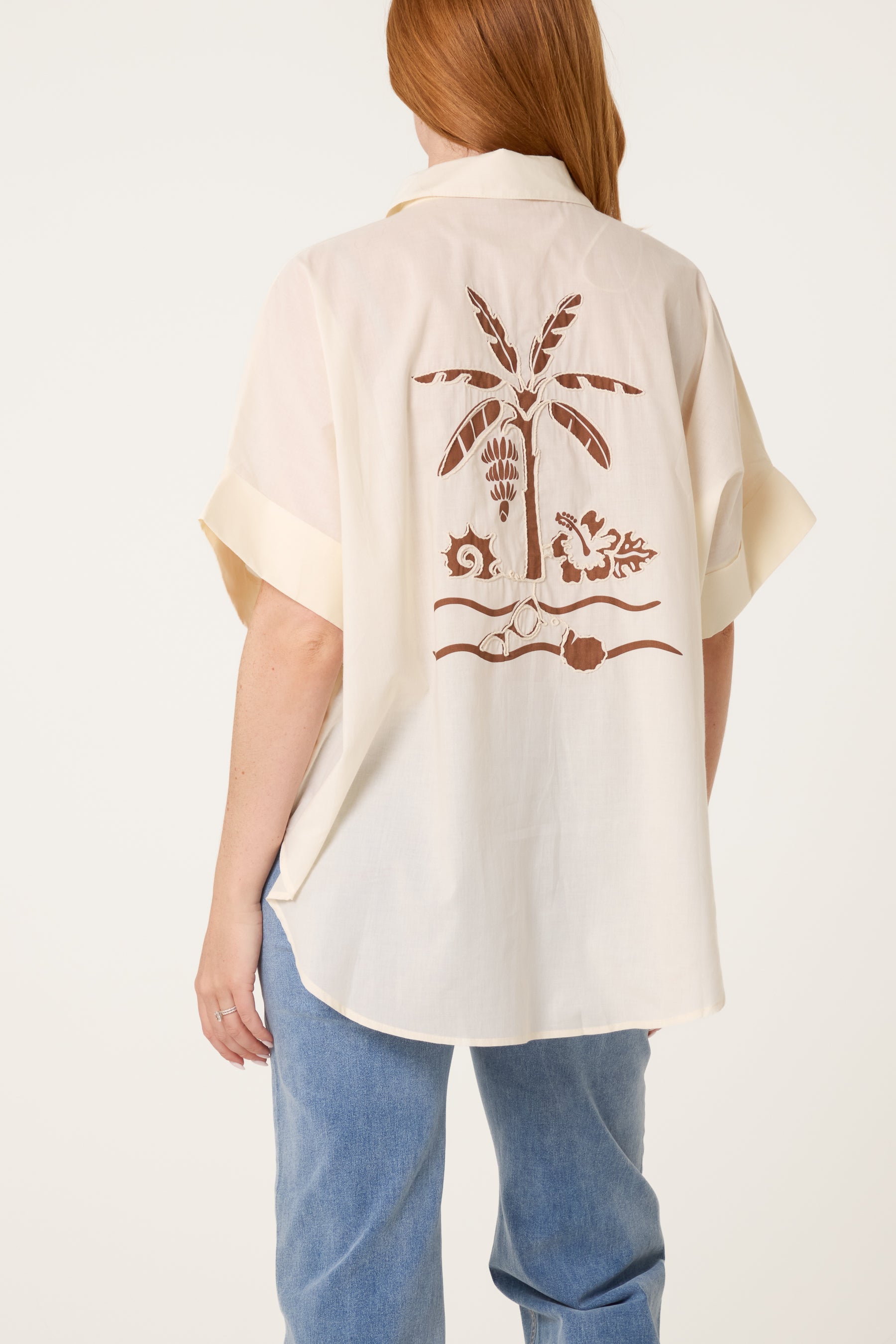 Holiday Embroidery Front and Back Oversized Shirt