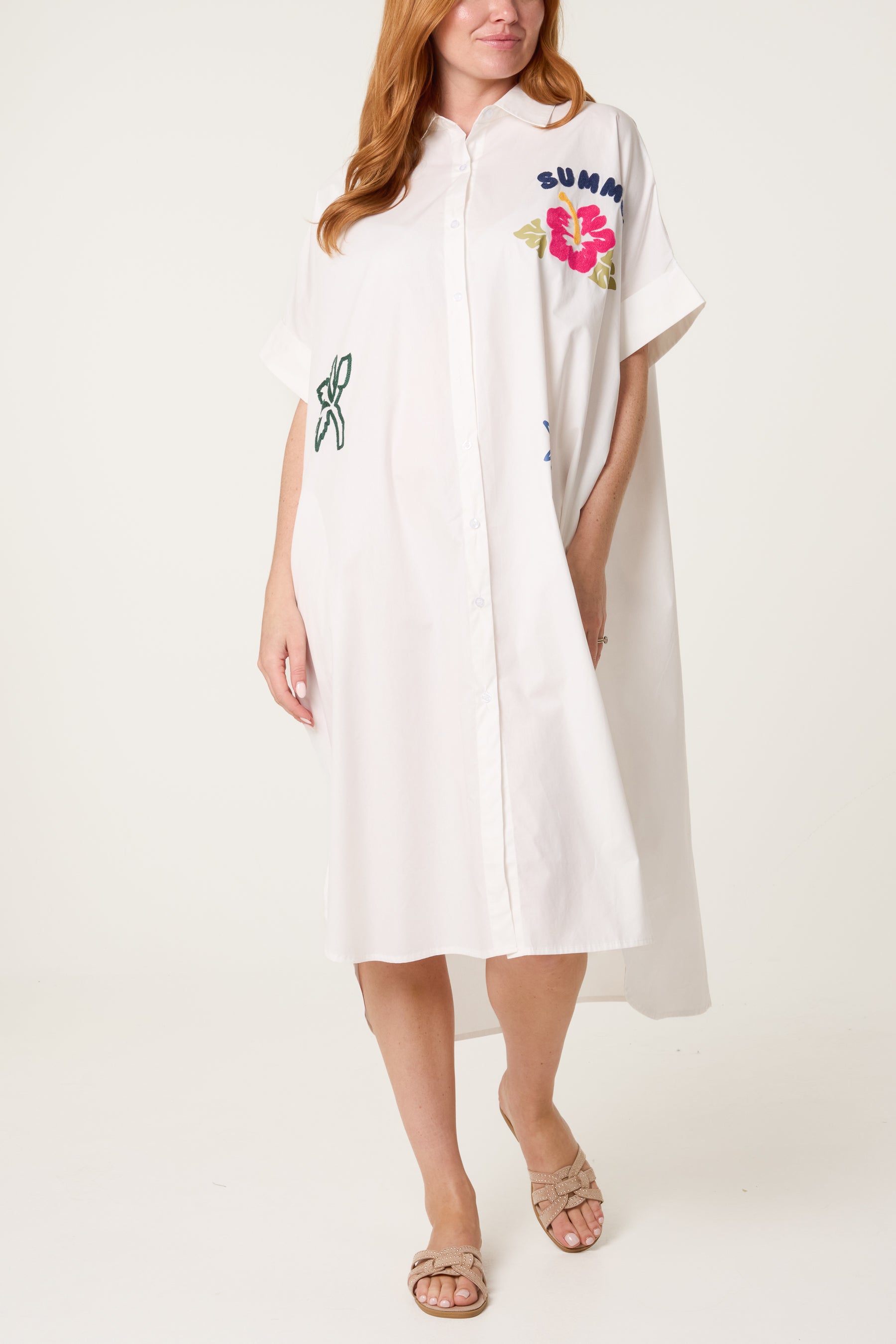 Beach Print Front and Back Long Shirt Dress
