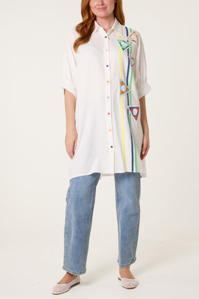 Colourful Crochet Triangle Oversized Shirt