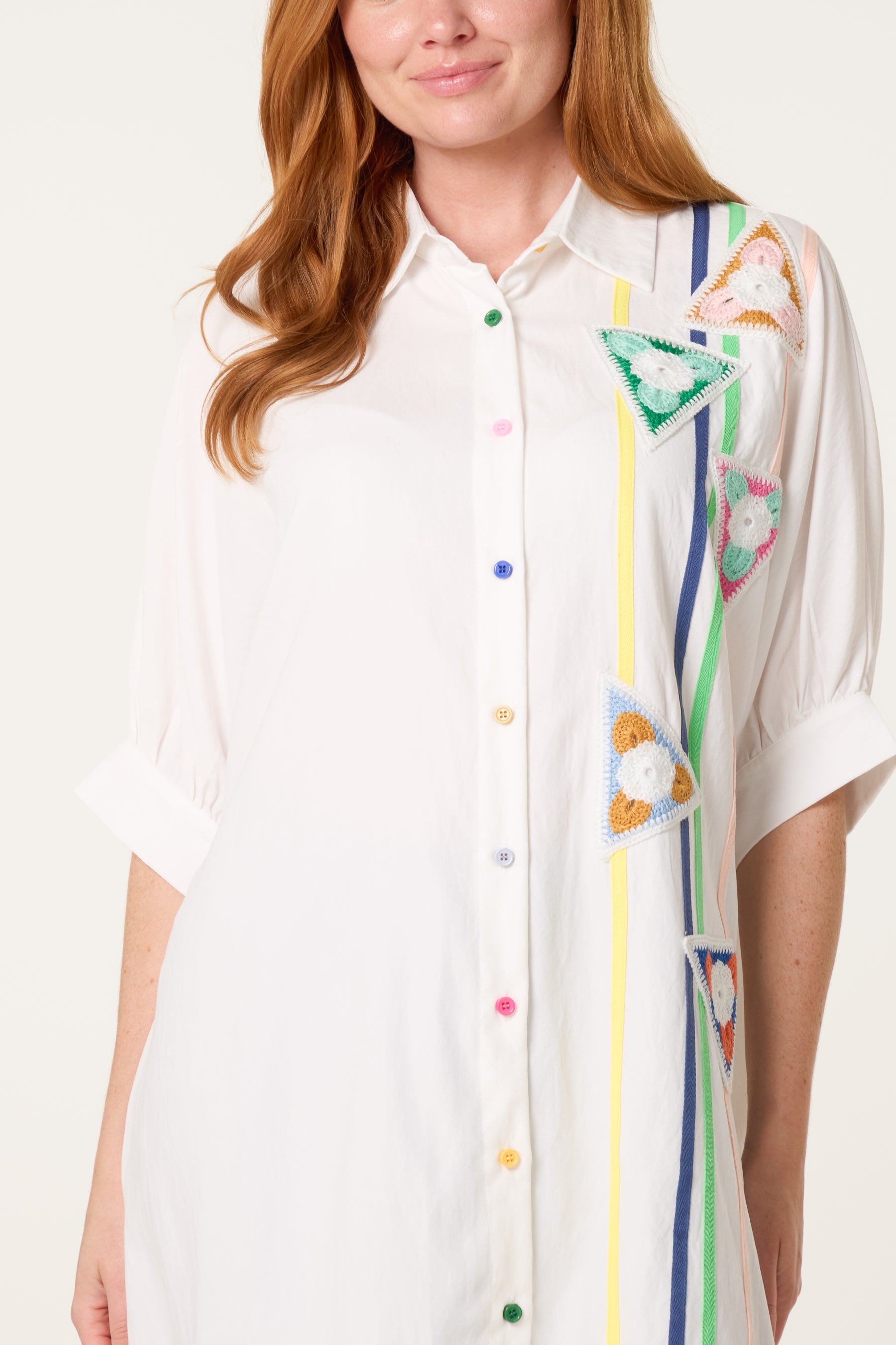 Colourful Crochet Triangle Oversized Shirt
