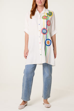 Colourful Crochet Circle Oversized Shirt