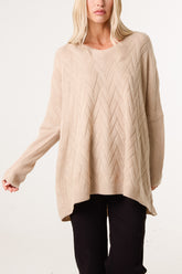 Ribbed V-Neck Knit Jumper