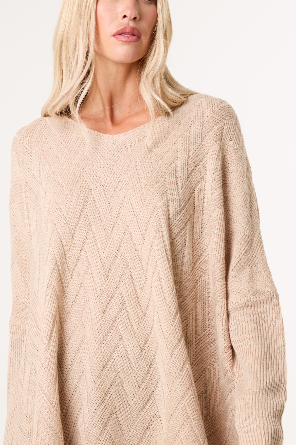 Ribbed V-Neck Knit Jumper