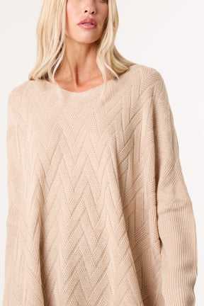 Ribbed V-Neck Knit Jumper