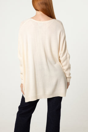 Geometric Ribbed Knit Jumper