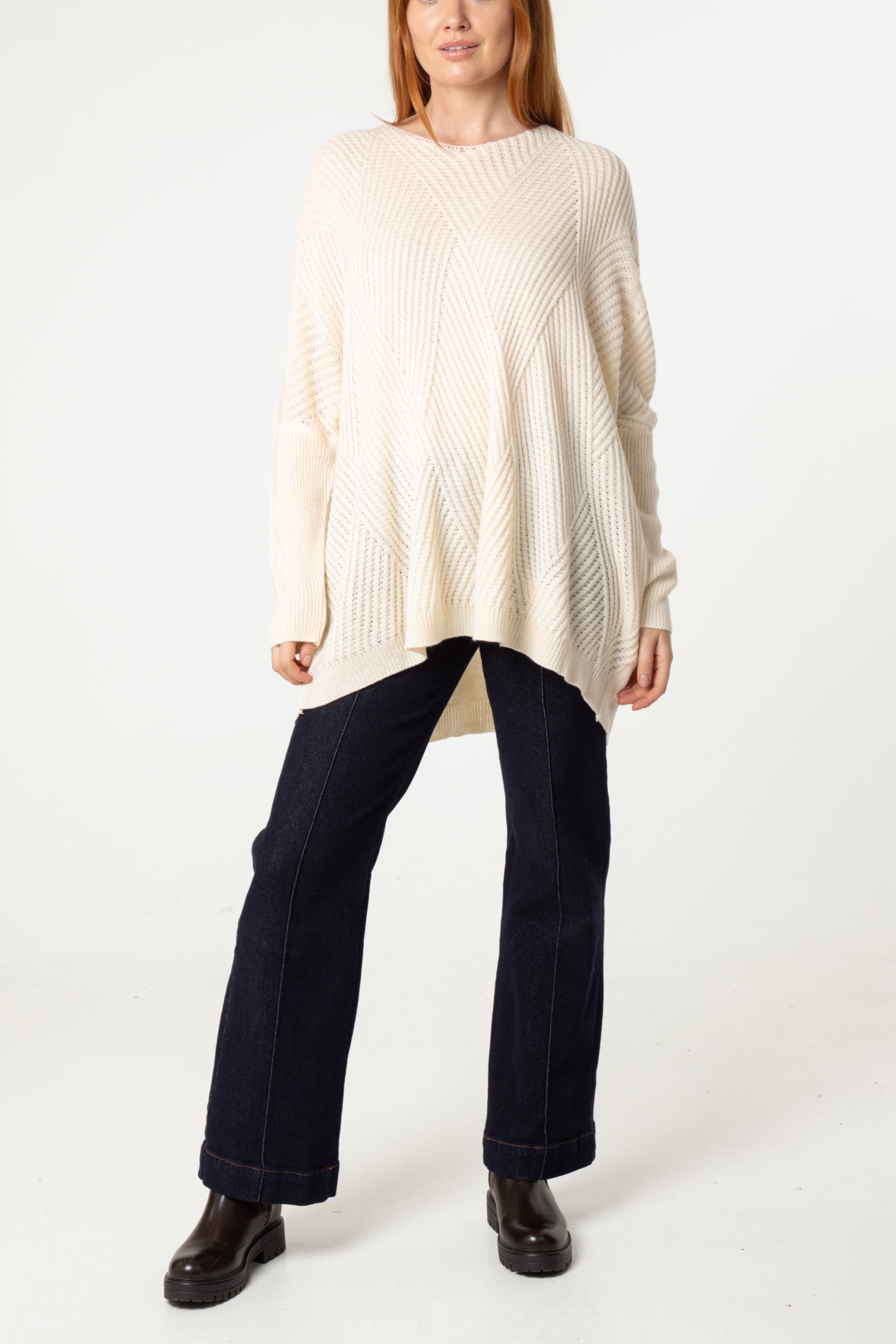 Geometric Ribbed Knit Jumper