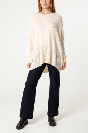 Geometric Ribbed Knit Jumper