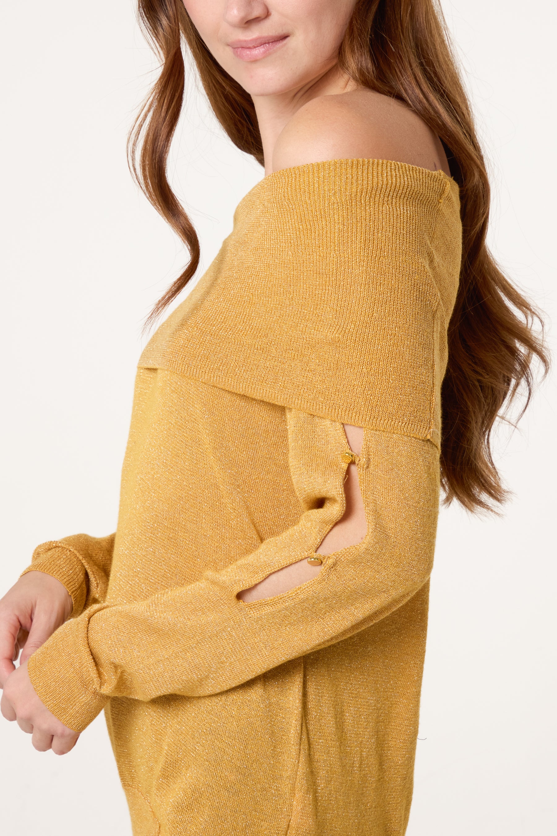 Cowl Neck Cut Out Sleeve Top