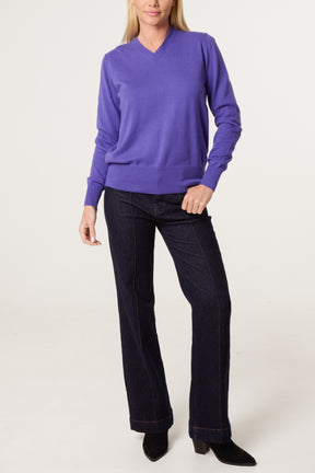V-Neck Long Sleeve Jumper