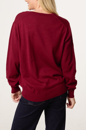 V-Neck Long Sleeve Jumper