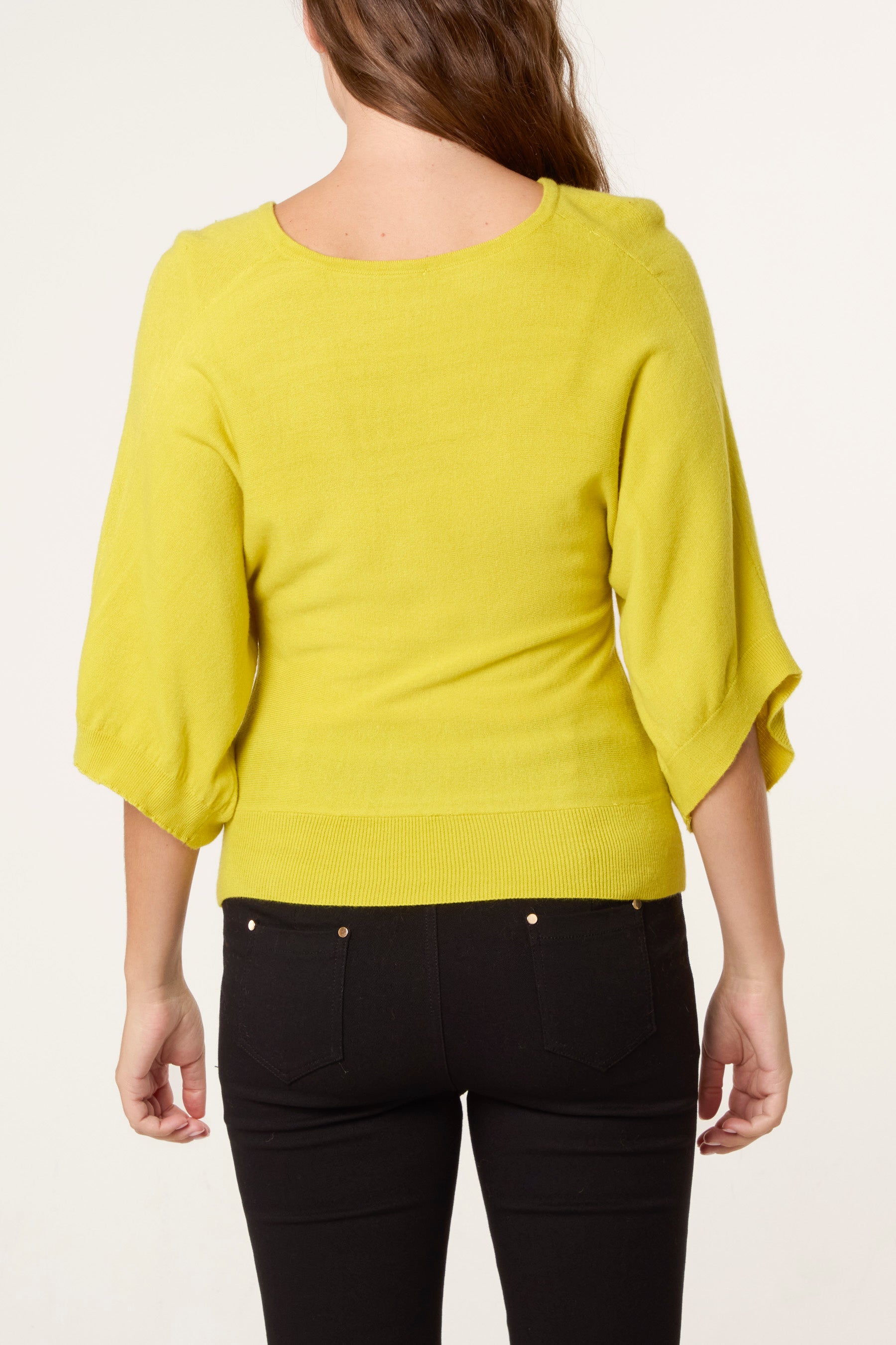 V-Neck Batwing Fine Knit Jumper