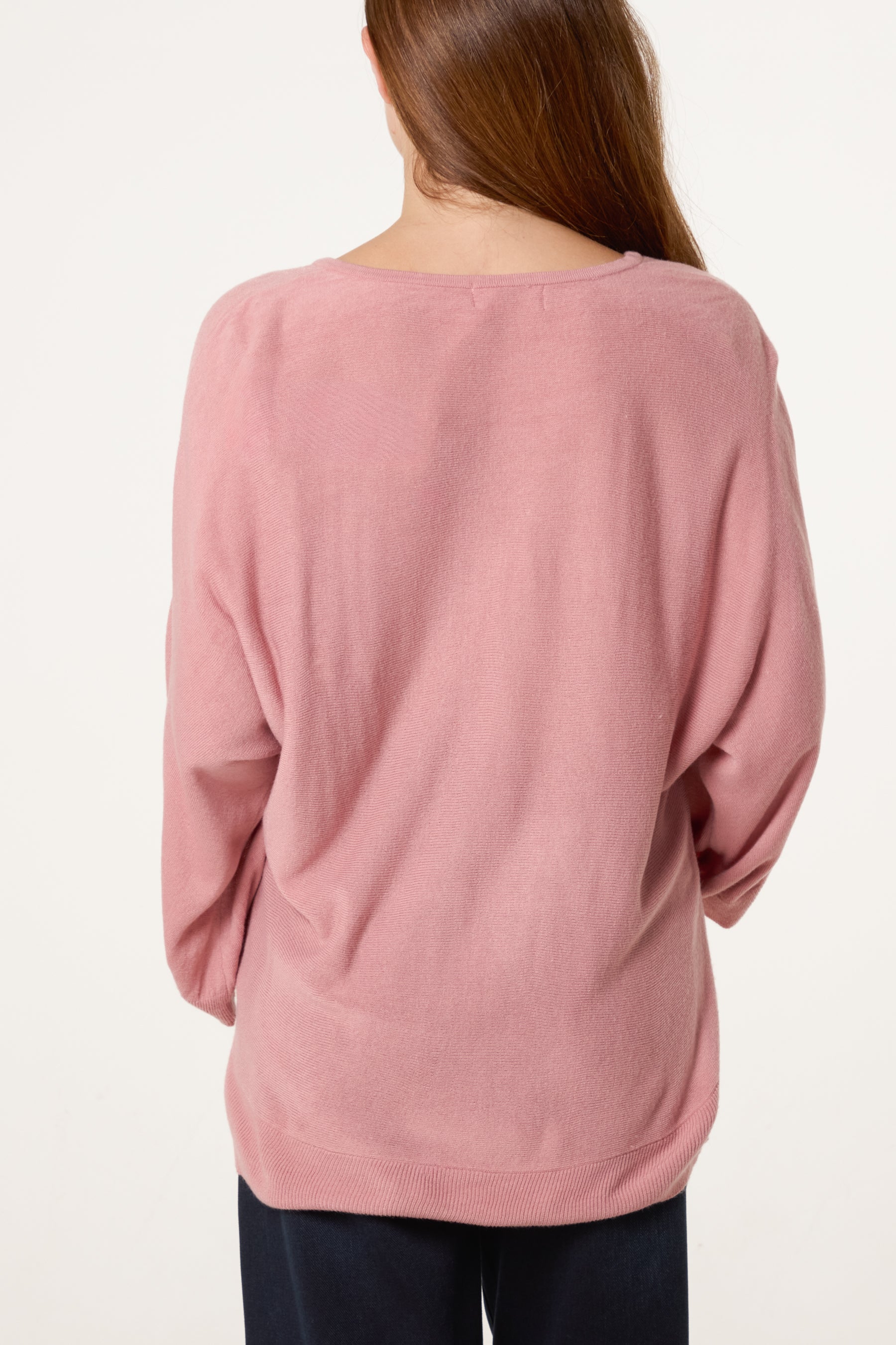 V-Neck Batwing Fine Knit Jumper