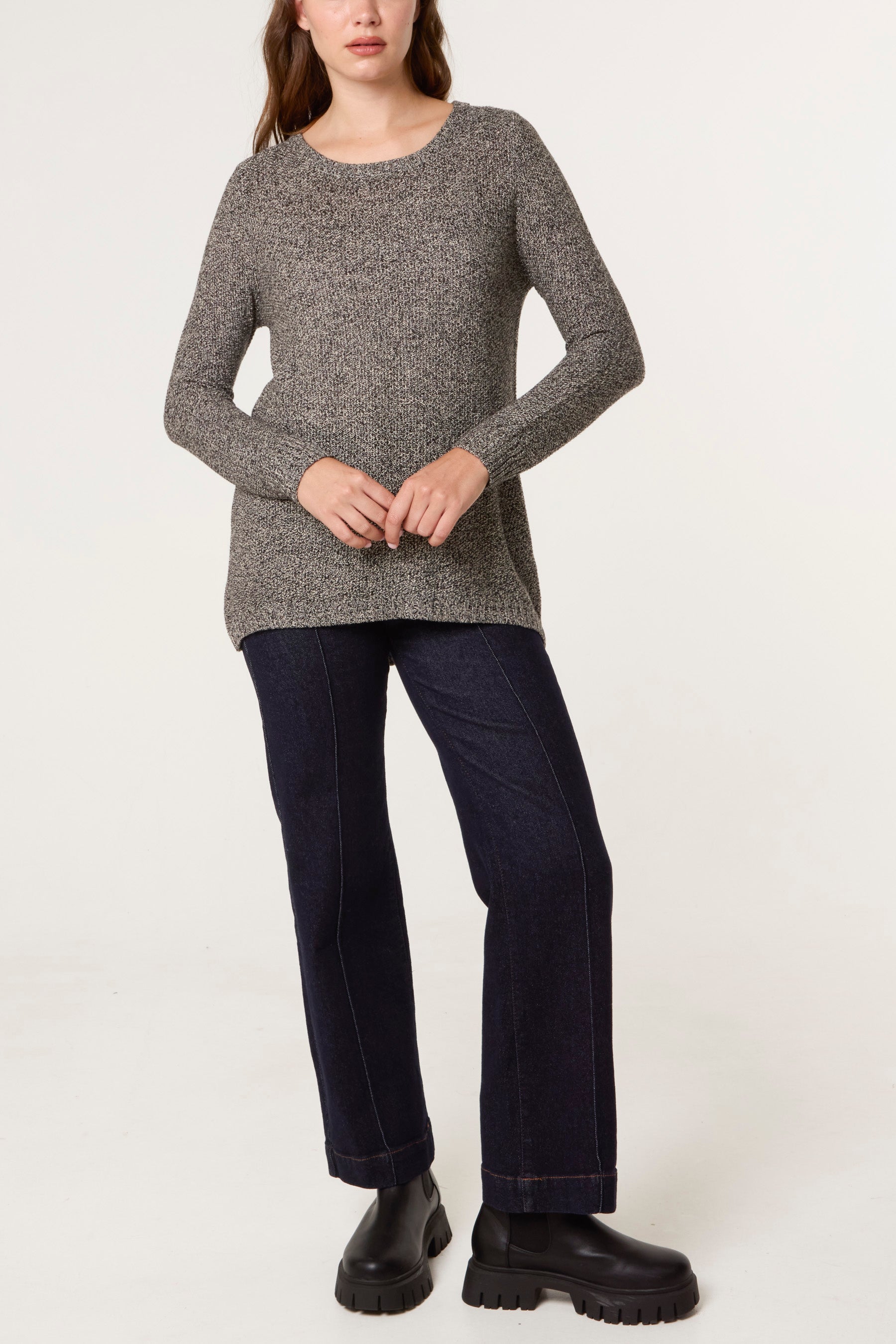 Fine Heathered Knit Jumper