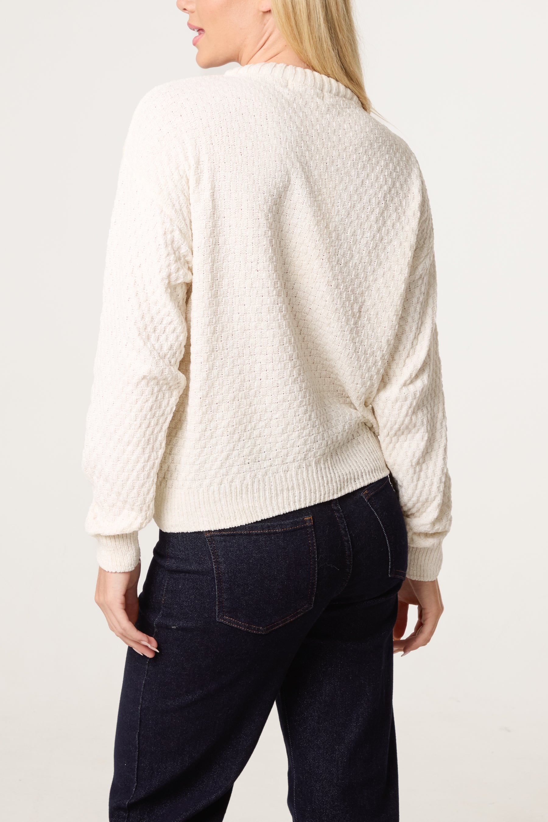 Waffle Knit Round Neck Jumper
