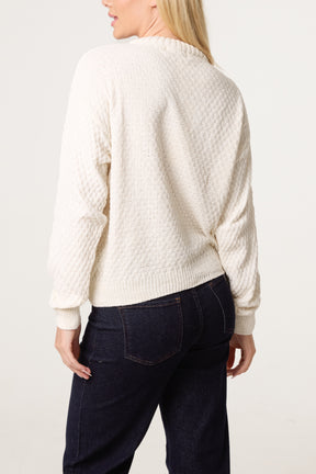 Waffle Knit Round Neck Jumper