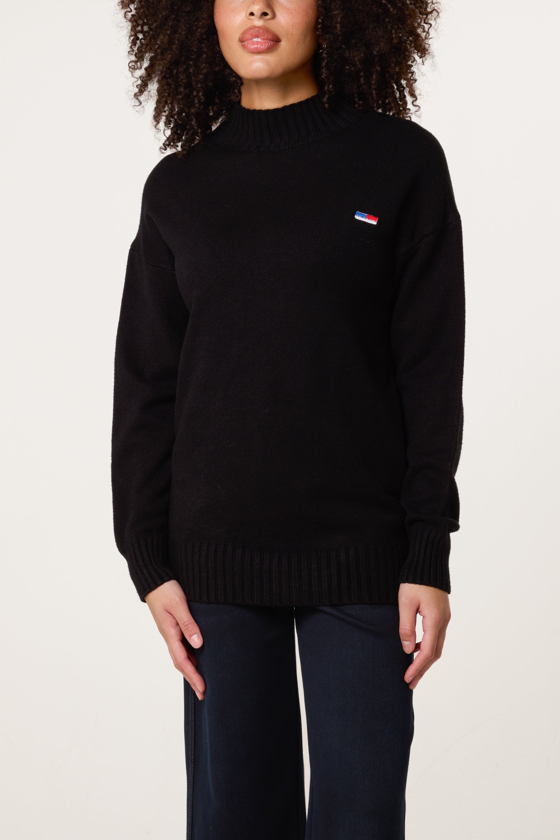Ribbed Edge High Neck Jumper