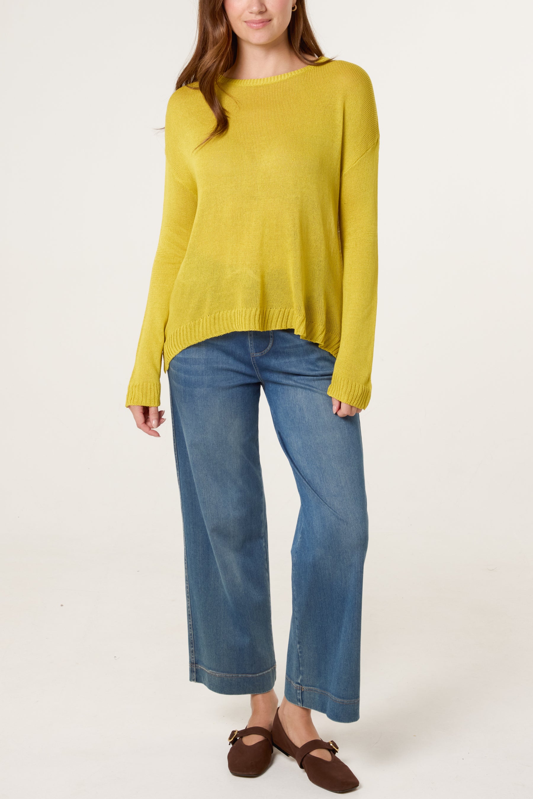 Ribbed Edge Round-Neck Jumper