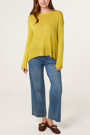 Ribbed Edge Round-Neck Jumper