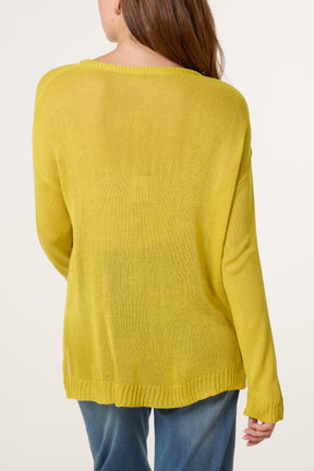 Ribbed Edge Round-Neck Jumper