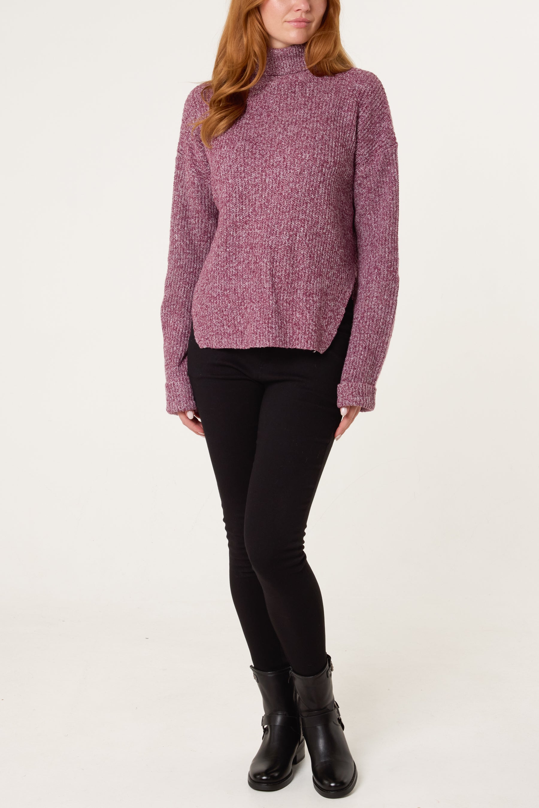 Roll Neck Speckled Knit Jumper