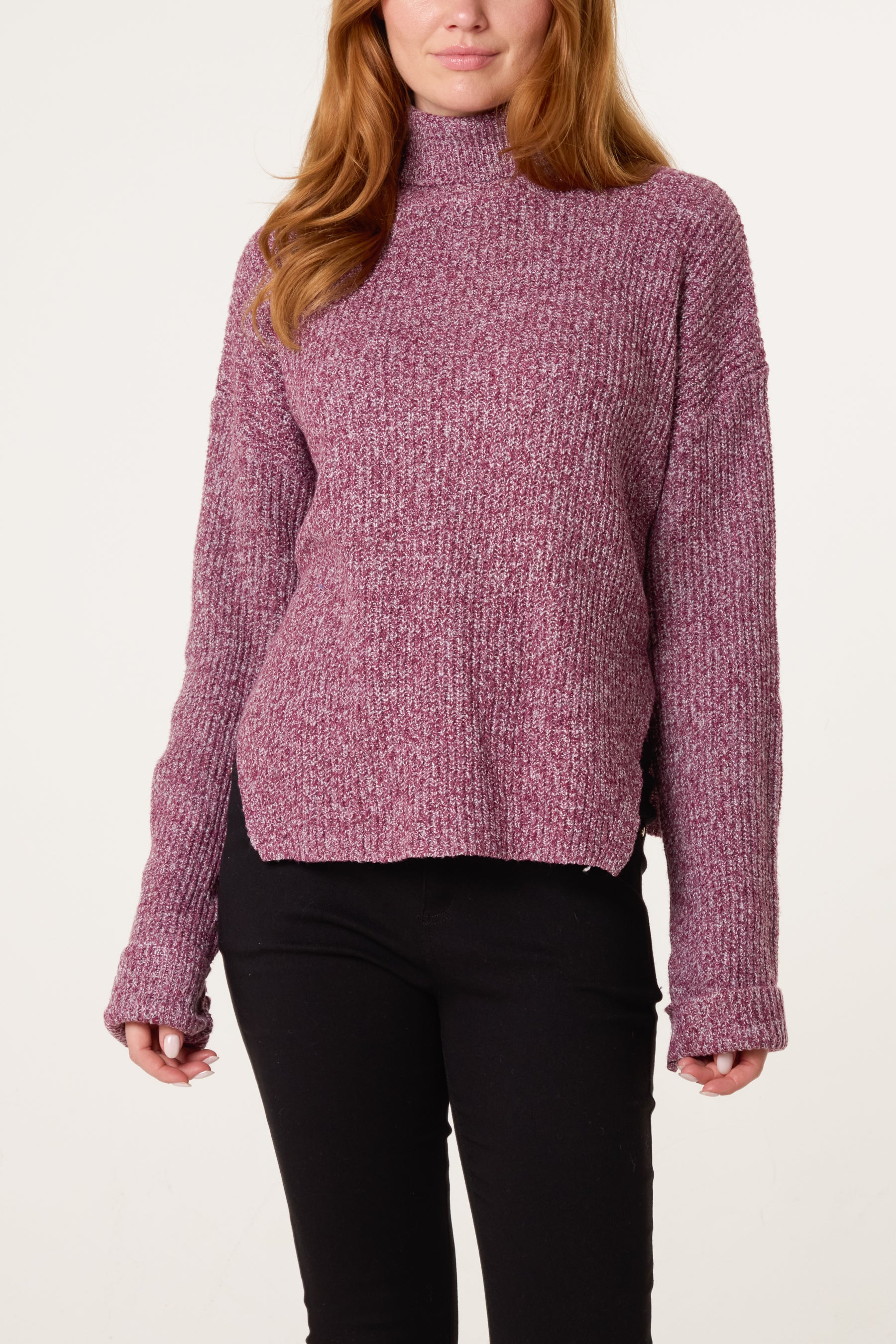 Roll Neck Speckled Knit Jumper