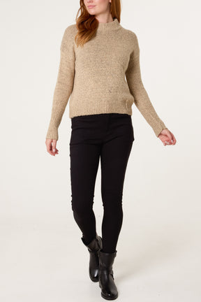 High Crew Neck Knit Jumper