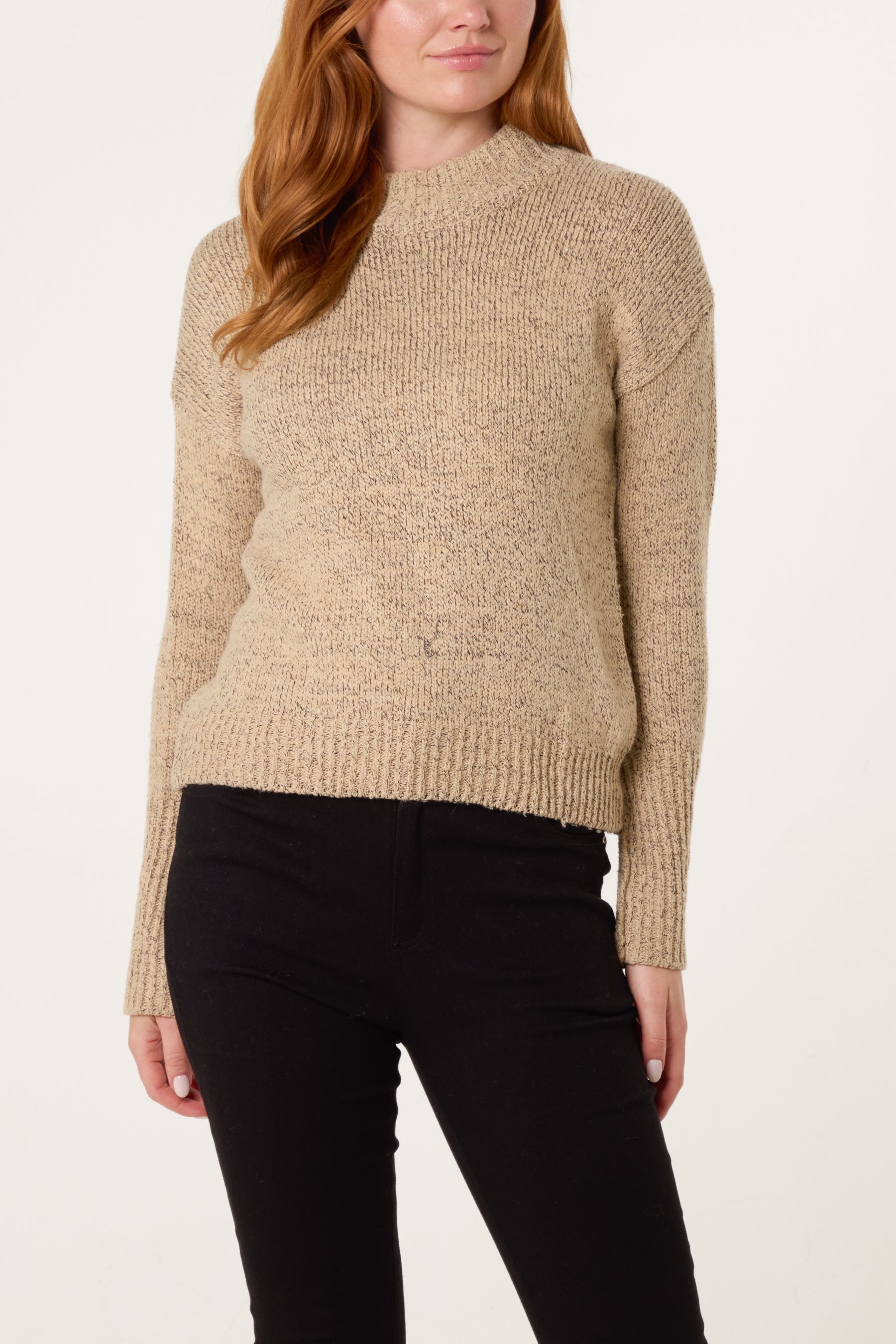 High Crew Neck Knit Jumper