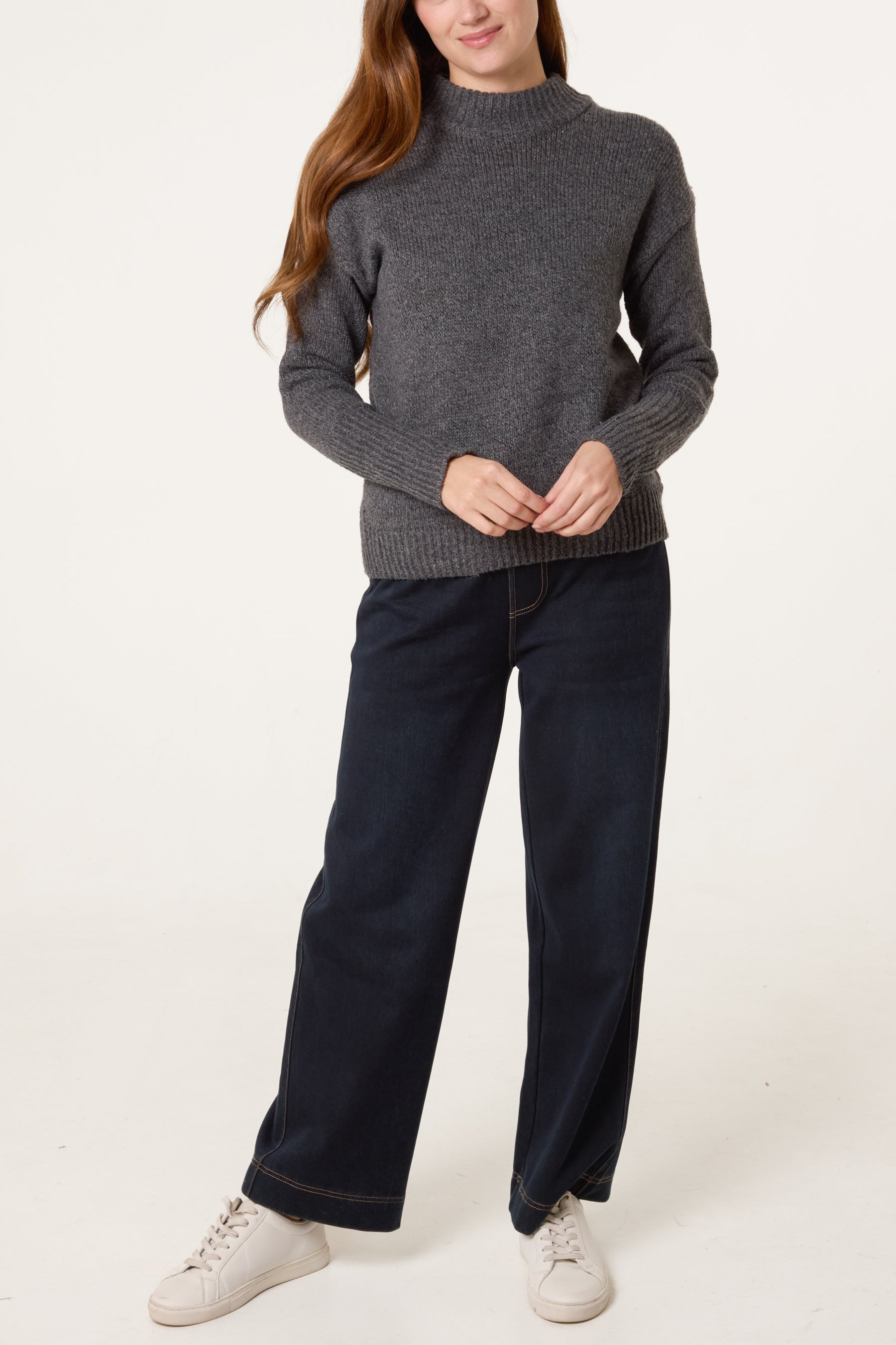 High Crew Neck Knit Jumper