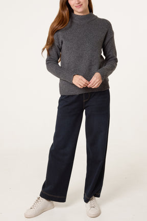 High Crew Neck Knit Jumper