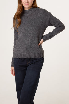 High Crew Neck Knit Jumper